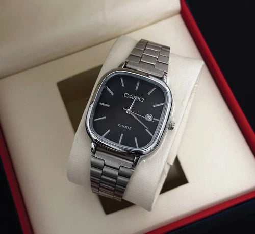 Casio Watch Silver + Black – كاسيو ووتش فضي + أسود