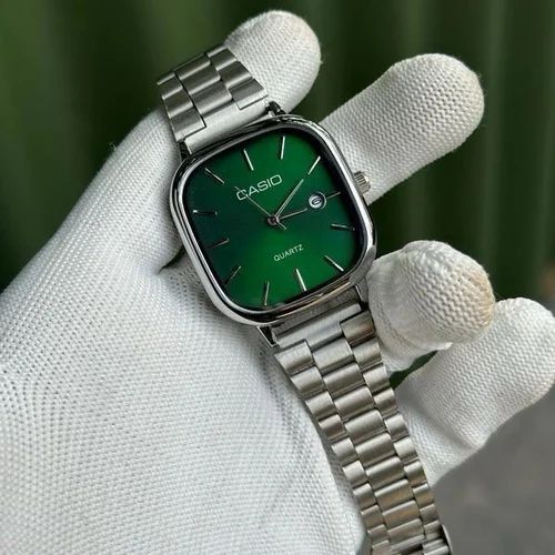Casio Watch Silver + Green – كاسيو ووتش فضي + أخضر