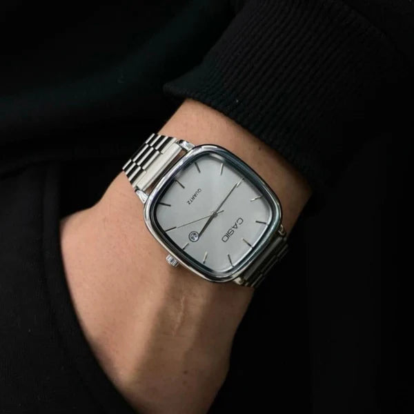 Casio Watch Silver + Silver – كاسيو ووتش فضي + فضي